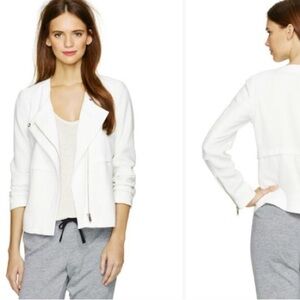 𝅺BABATON Off White Japanese Crepe Moto Zip Front Jacket Size 00